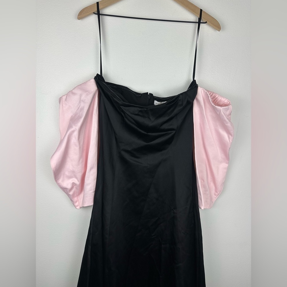 Gianni Bini Nastia Liukin Audrey Off the Shoulder‎ Satin Midi Dress Women’s Sz 6 - Picture 3 of 9